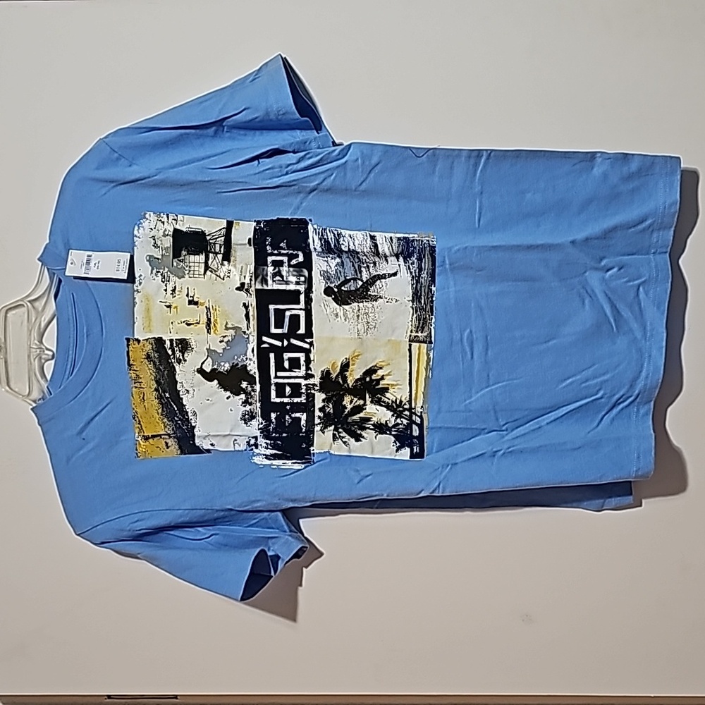 New GAP Light Blue Short Sleeve Tee Shirt Surf Sun Cruise Sz XXL 14 16